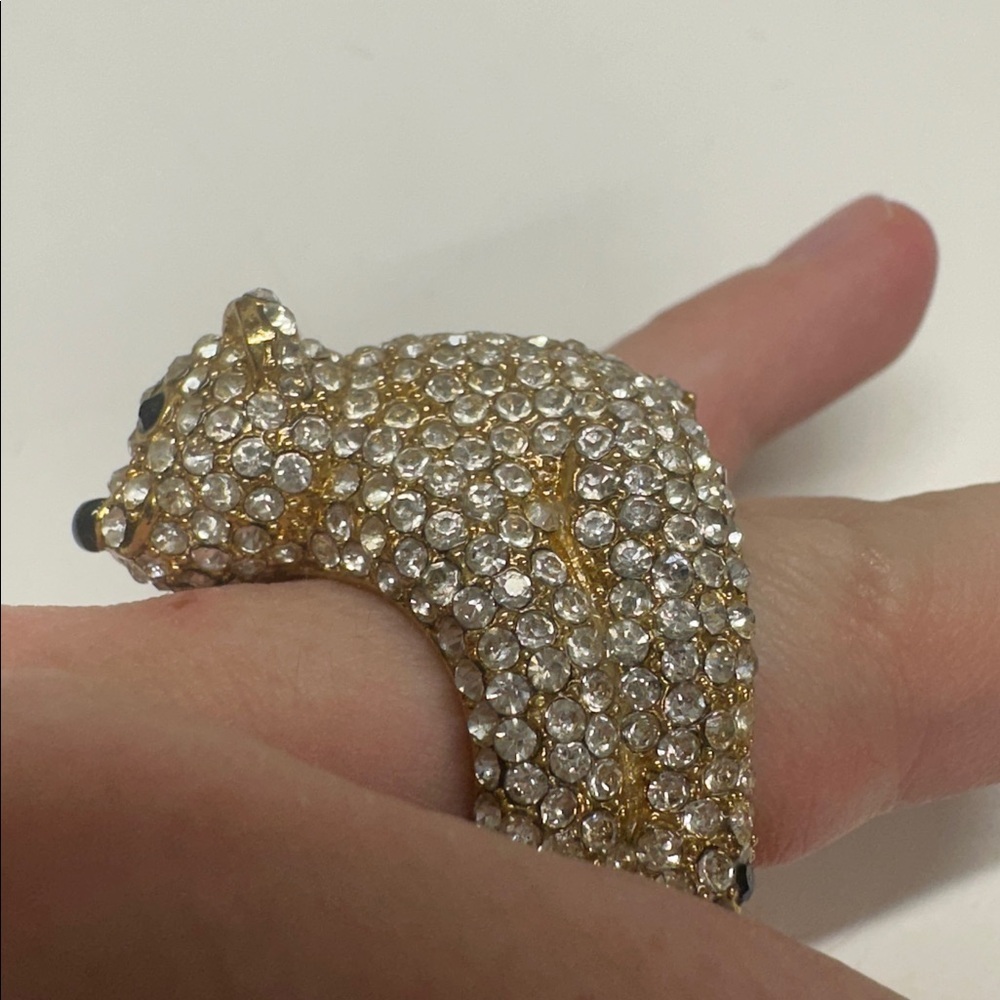 Kate Spade Cold Comforts Polar Bear Arctic Cocktail Ring Pave Jeweled Size 6 - Picture 4 of 9